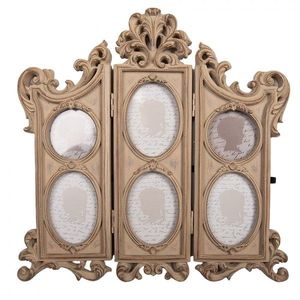Béžový antik fotorámeček na 6 fotografií - 31*2*30 cm / (4)7*9 cm (2) Ø 6 cm 2F1318 obraz