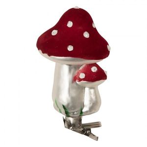 Vánoční skleněná ozdoba muchomůrka na klipu - Ø 6*11 cm 6GL5307 obraz