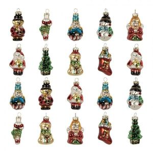 Set 20ks vánoční skleněná ozdoba stromek sněhulák Santa - 28*20*4 cm 6GL5262 obraz
