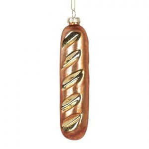 Vánoční skleněná závěsná ozdoba bagetka - 4*3*15 cm 6GL5233 obraz