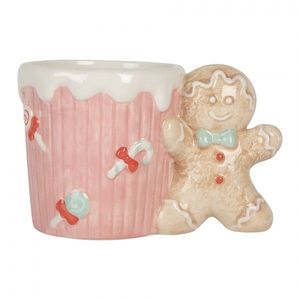Růžový keramický hrnek s perníčkem Gingerbread - 15*10*10 cm / 350 ml 6CEMU0199 obraz