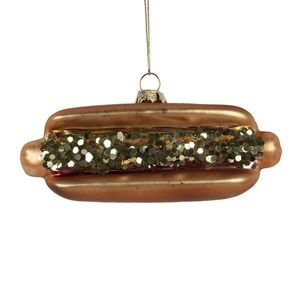 Vánoční skleněná závěsná ozdoba hot dog - 13*4*6 cm 6GL5240 obraz