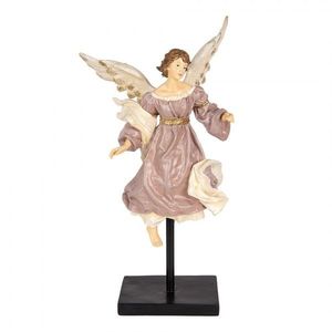 Růžovo-béžová antik dekorace anděl na podstavci - 23*21*42 cm 6PR5599 obraz