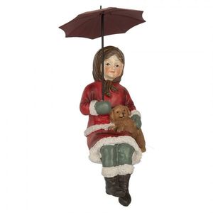 Dekorace sedící děvčátko s pejskem a deštníkem - 10*7*19 cm 6PR5523 obraz