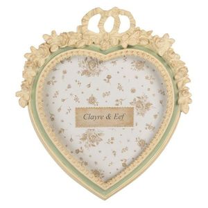 Béžovo-zelený fotorámeček srdce s růžičkami M - 16*3*23 cm / 13*18 cm 2F1364M obraz
