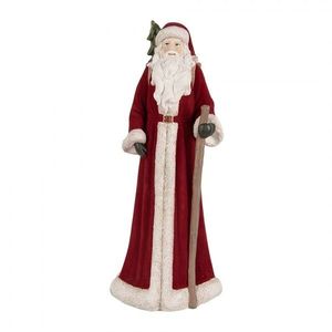 Červená dekorace Santa v kožichu a nůší - 16*15*37 cm 6PR5539 obraz