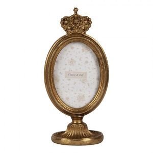 Zlatý antik fotorámeček s korunkou na podstavci - 9*6*17 cm / 7*9 cm 2F1340 obraz