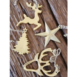 Set 4ks zlatá antik závěsná kovová ozdoba Deer gold - 8-10*1 cm 920375 obraz