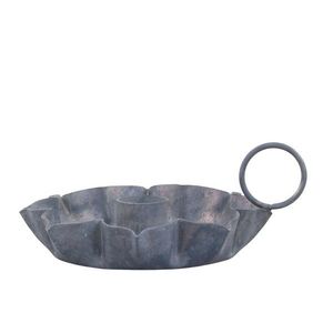 Zinkový antik kovový svícen na úzkou svíčku s ouškem Flower - 12*11*5 cm 71089400 obraz