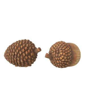 Set 2ks hnědá antik keramická dekorace šiška a žalud - 15*10*9 cm 47940 obraz