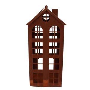 Rezavá antik plechová lucerna domek Amster L - 23*23*40 cm 832144 obraz