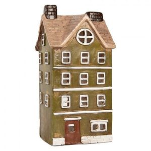 Zelený domek svícen na čajovou svíčku Homely - 20*17*39 cm 6MG0125 obraz