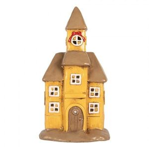 Žlutý kostel svícen na čajovou svíčku Homely - 23*17*43 cm 6MG0127 obraz