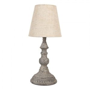 Šedá kovová lampička s béžovým stínidlem - Ø 15*33 cm E14/ma* 1*60W 6LMC0113 obraz