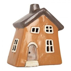 Oranžový keramický svícen na čajovou svíčku domek Village - 18*13*20 cm 6CE2204 obraz