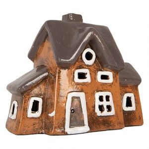 Oranžový keramický svícen na čajovou svíčku domek Village - 20*11*16 cm 6CE2201 obraz