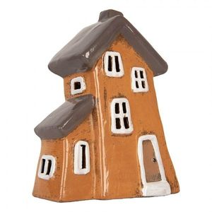 Oranžový keramický svícen na čajovou svíčku domek Village - 16*11*20 cm 6CE2190 obraz