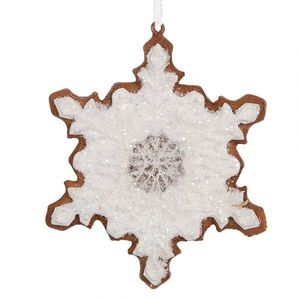 Závěsná dekorace perníková vločka Frosted Ginger - 9*1*10 cm 6PR5357 obraz