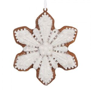 Závěsná dekorace perníková vločka Frosted Ginger - 9*1*10 cm 6PR5353 obraz
