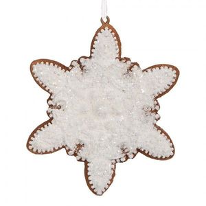Závěsná dekorace perníková vločka Frosted Ginger - 9*1*10 cm 6PR5352 obraz