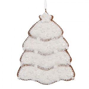 Závěsná dekorace zasněžený perníkový stromeček Frosted Ginger - 8*1*10 cm 6PR5350 obraz
