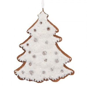 Závěsná dekorace zasněžený perníkový stromeček Frosted Ginger - 9*1*10 cm 6PR5348 obraz