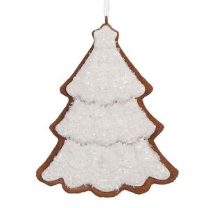Závěsná dekorace zasněžený perníkový stromeček Frosted Ginger - 9*1*10 cm 6PR5346 obraz