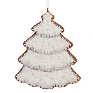 Závěsná dekorace zasněžený perníkový stromeček Frosted Ginger - 9*1*10 cm 6PR5345 obraz