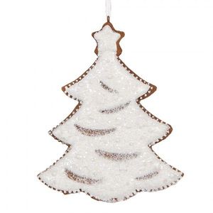 Závěsná dekorace zasněžený perníkový stromeček Frosted Ginger - 9*1*10 cm 6PR5344 obraz