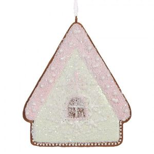 Závěsná dekorace zelená perníková chaloupka Frosted Ginger - 9*1*10 cm 6PR5339 obraz