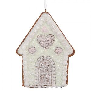 Závěsná dekorace zelená perníková chaloupka Frosted Ginger - 8*1*10 cm 6PR5336 obraz