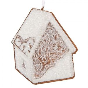 Závěsná dekorace zasněžená perníková chaloupka Frosted Ginger - 9*1*10 cm 6PR5334 obraz