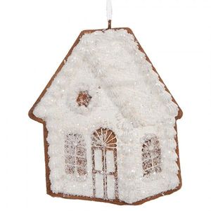 Závěsná dekorace zasněžená perníková chaloupka Frosted Ginger - 9*1*10 cm 6PR5332 obraz