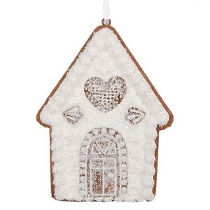 Závěsná dekorace zasněžená perníková chaloupka Frosted Ginger - 8*1*10 cm 6PR5331 obraz