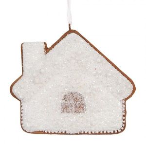 Závěsná dekorace zasněžená perníková chaloupka Frosted Ginger - 9*1*8 cm 6PR5329 obraz