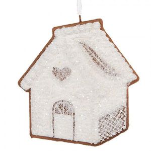 Závěsná dekorace zasněžená perníková chaloupka Frosted Ginger - 9*1*10 cm 6PR5327 obraz