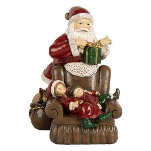 Červená vánoční dekorace Santa stojící u křesla s dětmi - 17*13*18 cm 6PR5668 obraz