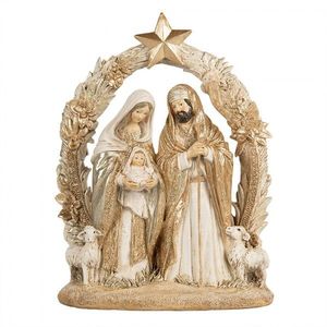 Béžovo-zlatá antik vánoční dekorace betlém - 19*7*24 cm 6PR5646 obraz