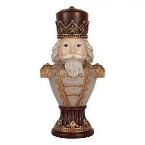 Šedo-vínová dekorace busta Louskáček Nutcracker - 16*10*30 cm 6PR5365 obraz
