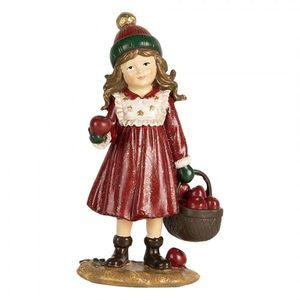Dekorace dívka v červeném plášti držící košíček a jablíčka - 7*5*13 cm 6PR5680 obraz