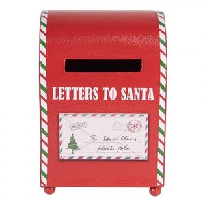 Červená kovová dekorační schránka Letters to Santa - 14*13*19 cm 6Y5800 obraz