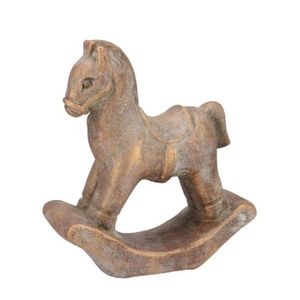 Zlatá antik cementová dekorace houpací koník Horse Gold - 15*6*17 cm 571486 obraz