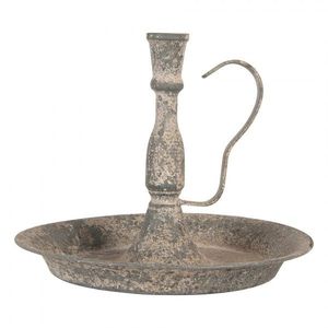 Šedý antik kovový svícen na úzkou svíčku Francio - Ø 23*19 cm 6Y5820 obraz