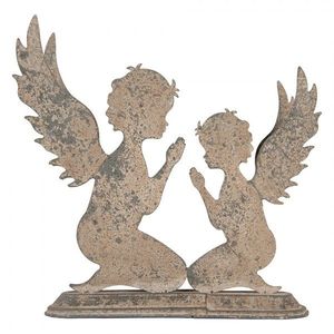 Šedá antik kovová dekorace modlící se andělé Angel - 33*8*32 cm 6Y5813 obraz