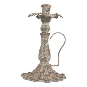 Šedý antik kovový svícen na úzkou svíčku Francio - Ø 15*23 cm 6Y5825 obraz