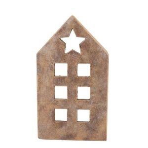 Zlatý antik cementový svícen domek House Gold XL - 19*12*33 cm 571549 obraz