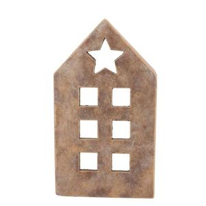 Zlatý antik cementový svícen domek House Gold L - 16*10*28 cm 571550 obraz