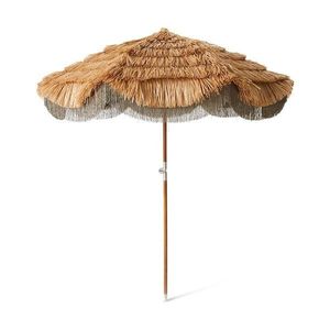 Hnědý rafiový slunečník s třásněmi Serengeti - Ø 192*230 cm OUB0002 obraz