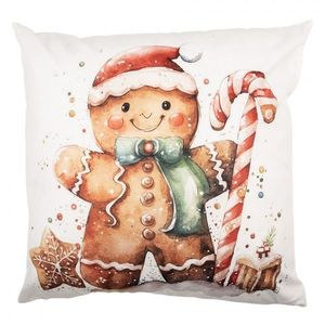 Bílý povlak na polštář s perníčkem Gingerbread - 45*45 cm KT021.434 obraz
