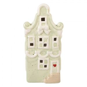 Pastelově zelený keramický LED domek Lamont - 11*9*22 cm 6CE2219GR obraz